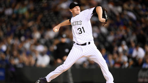 Jun 28, 2016; Denver, CO, USA; Colorado Rockies starting pitcher Eddie Butler (31) delivers a pitch in the fourth inning against the Toronto Blue Jays at Coors Field. Photo Credit: Ron Chenoy-USA TODAY Sports
