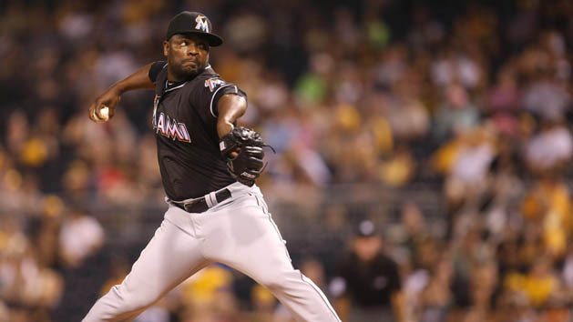Aug 19, 2016; Pittsburgh, PA, USA; Miami Marlins relief pitcher Fernando Rodney (56) pitches against the Pittsburgh Pirates during the ninth inning at PNC Park. Miami won 6-5. Photo Credit: Charles LeClaire-USA TODAY Sports