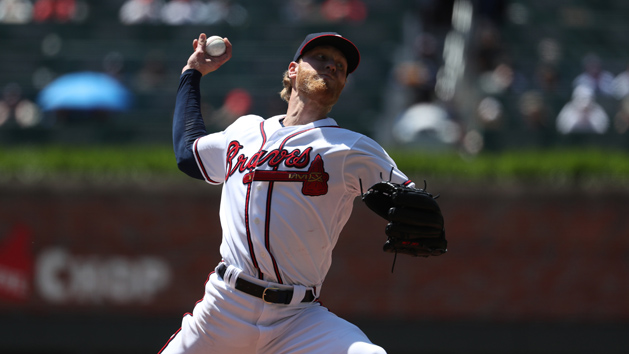 May 2, 2019; Atlanta, GA, USA; Atlanta Braves starting pitcher Mike Foltynewicz (26) delivers a pitch to a San Diego Padres batter in the fourth inning at SunTrust Park. Photo Credit: Jason Getz-USA TODAY Sports