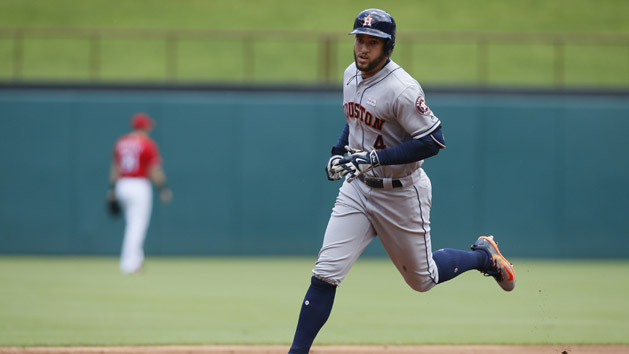 Jun 4, 2017; Arlington, TX, USA; Houston Astros right fielder George Springer (4) rounds the bases after hitting a home run in the first inning against the Texas Rangers at Globe Life Park in Arlington. Photo Credit: Tim Heitman-USA TODAY Sports