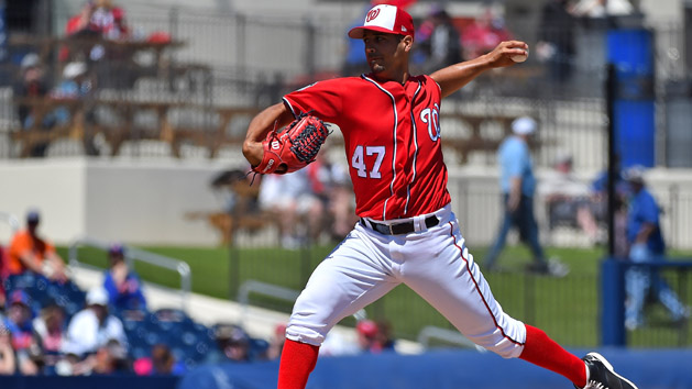 Mar 16, 2017; West Palm Beach, FL, USA; Washington Nationals starting pitcher Gio Gonzalez (47) delivers a pitch against the New York Mets during a spring training game at The Ballpark of the Palm Beaches. Photo Credit: Jasen Vinlove-USA TODAY Sports