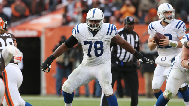 Gosder Cherilus (78) was cut by the Colts. (Ron Schwane-USA TODAY Sports)