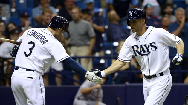 Grady Sizemore (right) has helped the Rays in his brief stint with the team. (Kim Klement-USA TODAY Sports)