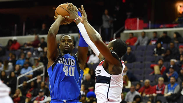 Nov 7, 2017; Washington, DC, USA; Dallas Mavericks forward Harrison Barnes (40) shoots over Washington Wizards guard John Wall (2) during the first half at Capital One Arena. Photo Credit: Brad Mills-USA TODAY Sports