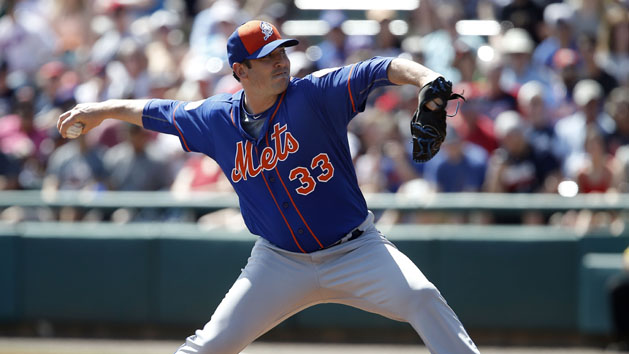Mar 8, 2016; Lake Buena Vista, FL, USA; New York Mets starting pitcher Matt Harvey (33) throws during the first inning of a spring training baseball game against the Atlanta Braves at Champion Stadium. Mandatory Credit: Reinhold Matay-USA TODAY Sports