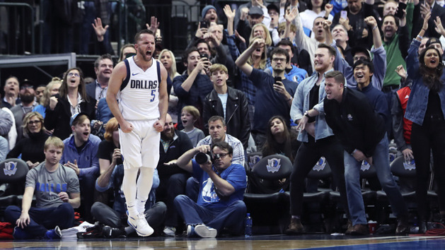 Dec 26, 2017; Dallas, TX, USA; Dallas Mavericks guard J.J. Barea (5) reacts after scoring late in the game against the Toronto Raptors at American Airlines Center. Photo Credit: Kevin Jairaj-USA TODAY Sports