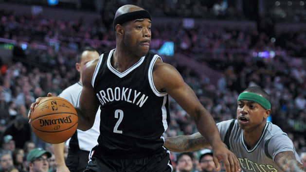 Jan 2, 2016; Boston, MA, USA; Brooklyn Nets guard Jarrett Jack (2) controls the ball while Boston Celtics guard Isaiah Thomas (4) defends during the first half at TD Garden. Mandatory Credit: Bob DeChiara-USA TODAY Sports