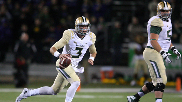 Nov 5, 2015; Manhattan, KS, USA; Baylor Bears quarterback Jarrett Stidham (3) runs with the ball against the Kansas State Wildcats during the first half at Bill Snyder Family Football Stadium. Mandatory Credit: Scott Sewell-USA TODAY Sports