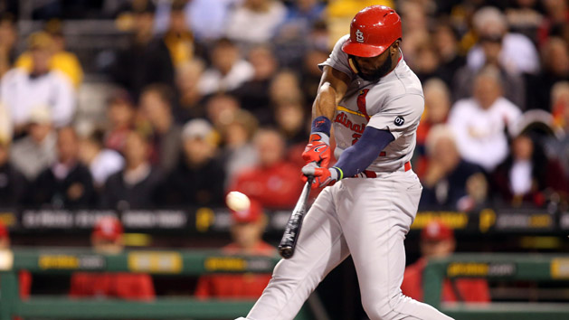 Sep 30, 2015; Pittsburgh, PA, USA; St. Louis Cardinals right fielder Jason Heyward (22) hits a grand slam home run against the Pittsburgh Pirates during the third inning at PNC Park. Mandatory Credit: Charles LeClaire-USA TODAY Sports