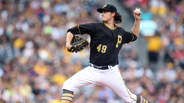 Jun 20, 2016; Pittsburgh, PA, USA; Pittsburgh Pirates starting pitcher Jeff Locke (49) delivers a pitch against the San Francisco Giants during the first inning at PNC Park. Photo Credit: Charles LeClaire-USA TODAY Sports