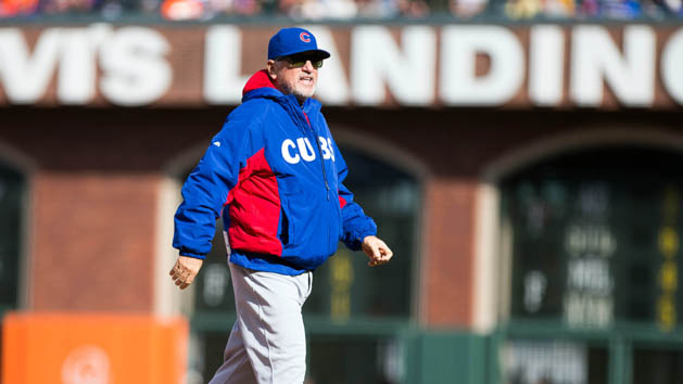 May 21, 2016; San Francisco, CA, USA; Chicago Cubs manager Joe Maddon (70) leaves the mound after replacing the pitcher against the San Francisco Giants during the third inning at AT&T Park. Photo Credit: Kelley L Cox-USA TODAY Sports