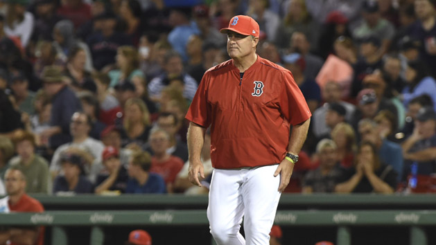 Aug 25, 2017; Boston, MA, USA; Boston Red Sox manager John Farrell (53) walks to the mound during the fifth inning against the Baltimore Orioles at Fenway Park. Photo Credit: Bob DeChiara-USA TODAY Sports