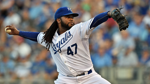 Johnny Cueto (47) delivers a pitch against the Detroit Tigers during the first inning at Kauffman Stadium. (Peter G. Aiken-USA TODAY Sports)