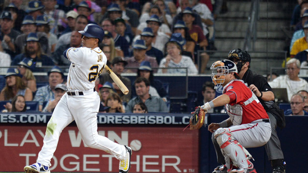 Jon Jay (24) has signed with the Cubs. Photo Credit: Jake Roth-USA TODAY Sports