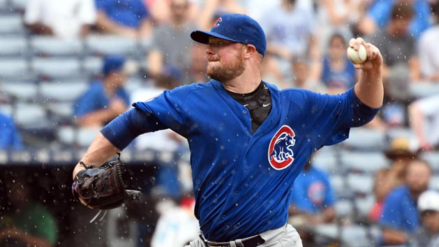 Jun 12, 2016; Atlanta, GA, USA; Chicago Cubs starting pitcher Jon Lester (34) pitches against the Atlanta Braves during the seventh inning at Turner Field. Photo Credit: Dale Zanine-USA TODAY Sports