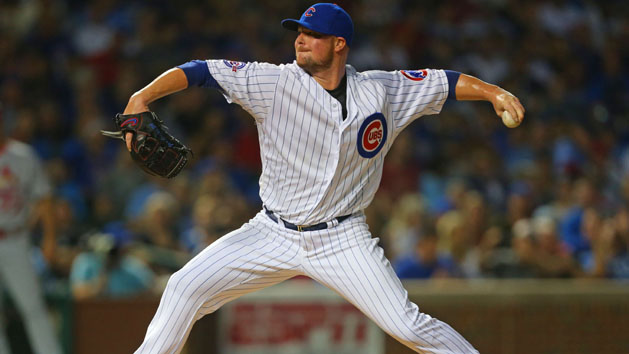 Sep 25, 2016; Chicago, IL, USA; Chicago Cubs starting pitcher Jon Lester (34) delivers a pitch during the first inning against the St. Louis Cardinals at Wrigley Field. Photo Credit: Dennis Wierzbicki-USA TODAY Sports