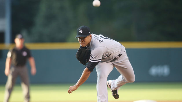 Jul 8, 2017; Denver, CO, USA; Chicago White Sox starting pitcher Jose Quintana (62) delivers a pitch during the first inning against the Colorado Rockies at Coors Field. Photo Credit: Chris Humphreys-USA TODAY Sports