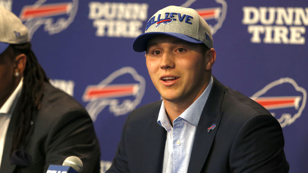 Apr 27, 2018; Orchard Park, NY, USA; Buffalo Bills first round draft pick quarterback Josh Allen during a press conference at New Era Field. Photo Credit: Timothy T. Ludwig-USA TODAY Sports