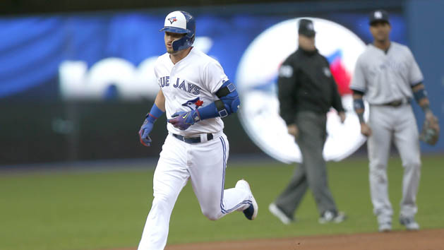 Jun 2, 2017; Toronto, Ontario, CAN; Toronto Blue Jays third baseman Josh Donaldson (20) rounds the bases after hitting a solo homerun in the first inning against the New York Yankees at Rogers Centre. Photo Credit: John E. Sokolowski-USA TODAY Sports