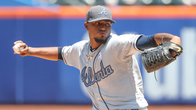 Jun 19, 2016; New York City, NY, USA; Atlanta Braves starting pitcher Julio Teheran (49) pitches during the first inning against the New York Mets at Citi Field. Photo Credit: Anthony Gruppuso-USA TODAY Sports