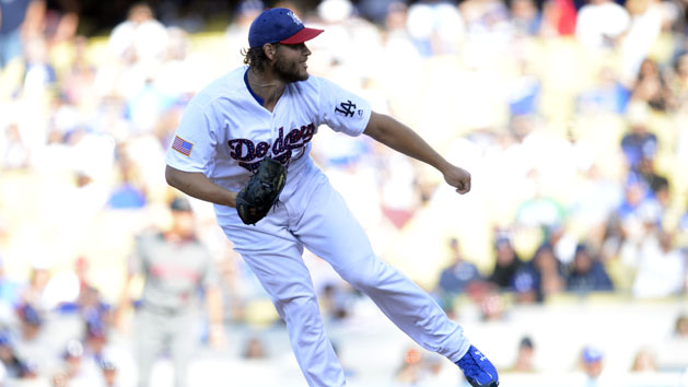 July 4, 2017; Los Angeles, CA, USA; Los Angeles Dodgers starting pitcher Clayton Kershaw (22) throws in the first inning against the Arizona Diamondbacks at Dodger Stadium. Photo Credit: Gary A. Vasquez-USA TODAY Sports