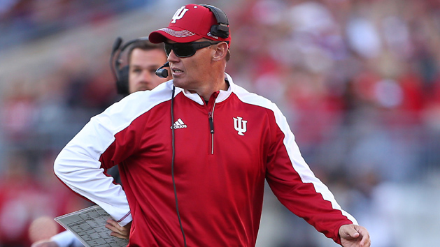 Oct 8, 2016; Columbus, OH, USA; Indiana Hoosiers head coach Kevin Wilson during the second half against the Ohio State Buckeyes at Ohio Stadium. The Buckeyes won 38-17. Photo Credit: Joe Maiorana-USA TODAY Sports