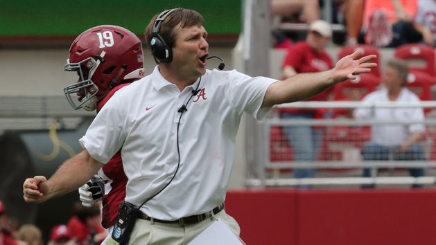 Apr 18, 2015; Tuscaloosa, AL, USA; Alabama Crimson Tide defensive coordinator and linebackers coach Kirby Smart during the A-day game at Bryant Denny Stadium. Mandatory Credit: Marvin Gentry-USA TODAY Sports