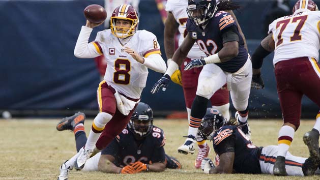 Dec 24, 2016; Chicago, IL, USA; Washington Redskins quarterback Kirk Cousins (8) carries the ball against the Chicago Bears during the second half at Soldier Field. The Redskins won 41-21. Photo Credit: Jerome Miron-USA TODAY Sports