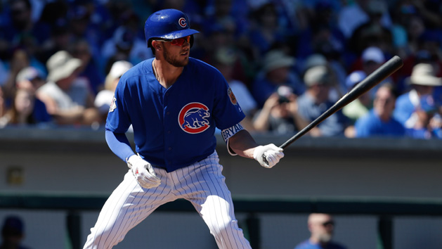 Mar 9, 2017; Mesa, AZ, USA; Chicago Cubs third baseman Kris Bryant (17) during a spring training game against the Seattle Mariners at Sloan Park. Photo Credit: Rick Scuteri-USA TODAY Sports