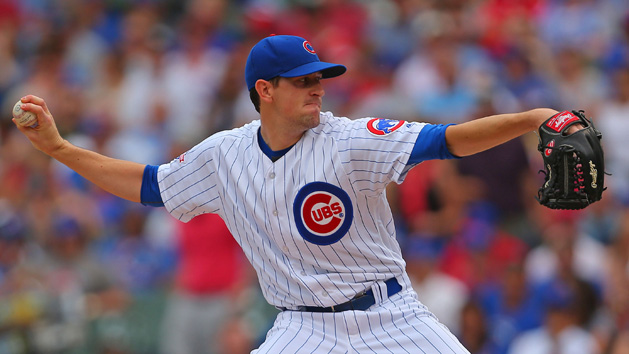 May 28, 2016; Chicago, IL, USA; Chicago Cubs starting pitcher Kyle Hendricks (28) delivers a pitch during the first inning against the Philadelphia Phillies at Wrigley Field. Photo Credit: Dennis Wierzbicki-USA TODAY Sports