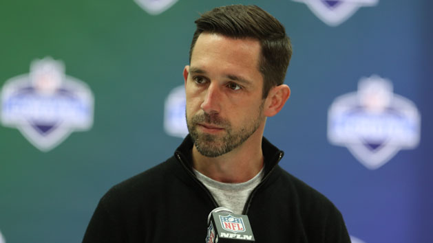 Mar 1, 2017; Indianapolis, IN, USA; San Francisco 49ers coach Kyle Shanahan speaks to the media during the 2017 NFL Combine at the Indiana Convention Center. Photo Credit: Brian Spurlock-USA TODAY Sports