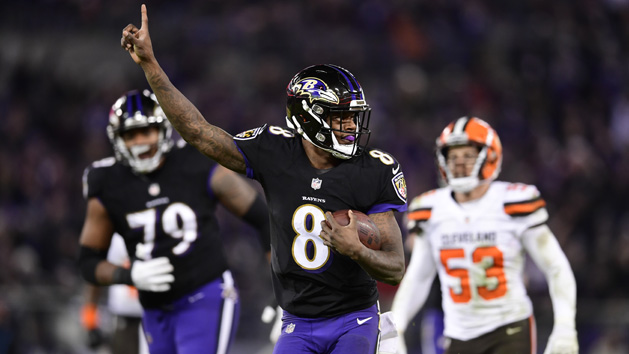 Dec 30, 2018; Baltimore, MD, USA; Baltimore Ravens quarterback Lamar Jackson (8) runs during the second half against the Cleveland Browns at M&T Bank Stadium. Photo Credit: Tommy Gilligan-USA TODAY Sports