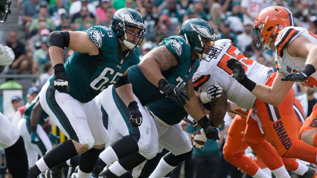 Sep 11, 2016; Philadelphia, PA, USA; Philadelphia Eagles tackle Lane Johnson (65) plays against the Cleveland Browns during the second half at Lincoln Financial Field. Photo Credit: The Eagles won 29-10. Bill Streicher-USA TODAY Sports