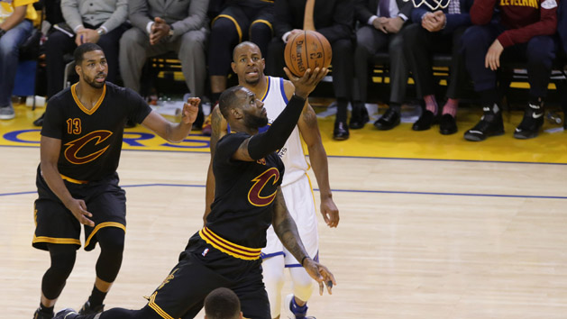 June 13, 2016; Oakland, CA, USA; Cleveland Cavaliers guard Kyrie Irving (2) moves to the basket against Golden State Warriors during the first half in game five of the NBA Finals at Oracle Arena. Photo Credit: Kelley L Cox-USA TODAY Sports