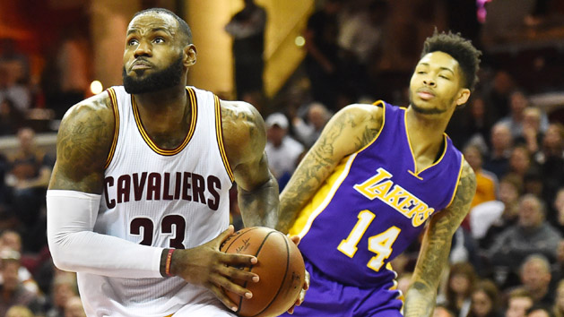 Dec 17, 2016; Cleveland, OH, USA; Cleveland Cavaliers forward LeBron James (23) drives to the basket against Los Angeles Lakers forward Brandon Ingram (14) during the second half at Quicken Loans Arena. The Cavs won 119-108. Photo Credit: Ken Blaze-USA TODAY Sports