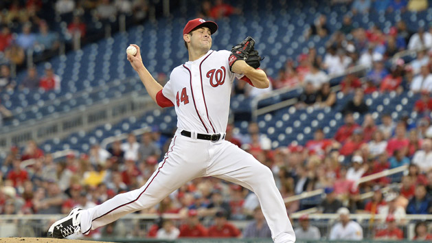 Jun 28, 2016; Washington, DC, USA; Washington Nationals starting pitcher Lucas Giolito (44) pitches during the first inning against the New York Mets at Nationals Park. Photo Credit: Tommy Gilligan-USA TODAY Sports