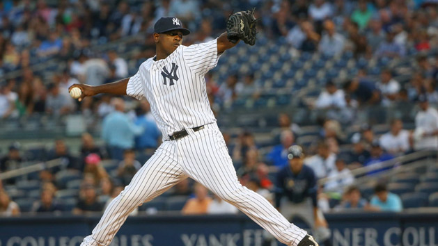 Mar 3, 2015; Clearwater, FL, USA; New York Yankees relief pitcher Luis Severino (91) throws a pitch during the third inning against the Philadelphia Phillies during a spring training baseball game at Bright House Field. Mandatory Credit: Kim Klement-USA TODAY Sports
