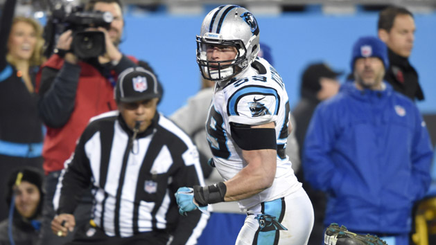 Carolina Panthers middle linebacker Luke Kuechly (59) is one of the best player's in the NFL and a tremendous playmaker. Photo Credit: John David Mercer-USA TODAY Sports