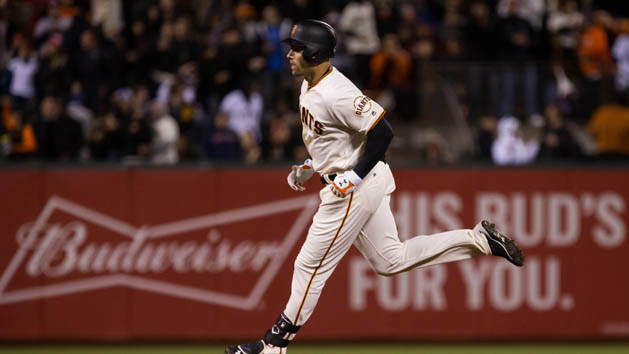 Jun 8, 2016; San Francisco, CA, USA; San Francisco Giants left fielder Mac Williamson (51) rounds the bases on a solo home run against the Boston Red Sox during the eighth inning at AT&T Park. Photo Credit: Kelley L Cox-USA TODAY Sports