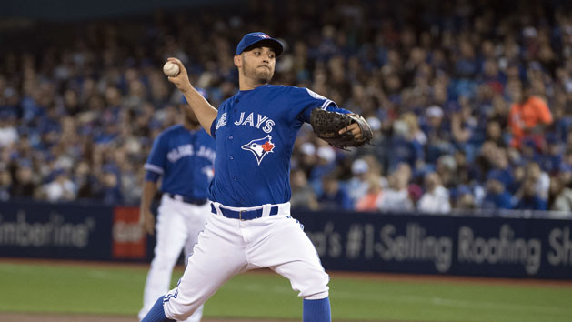 Apr 10, 2016; Toronto, Ontario, CAN; Toronto Blue Jays starting pitcher Marco Estrada (25) throws a pitch during the first inning in a game against the Boston Red Sox at Rogers Centre. Mandatory Credit: Nick Turchiaro-USA TODAY Sports