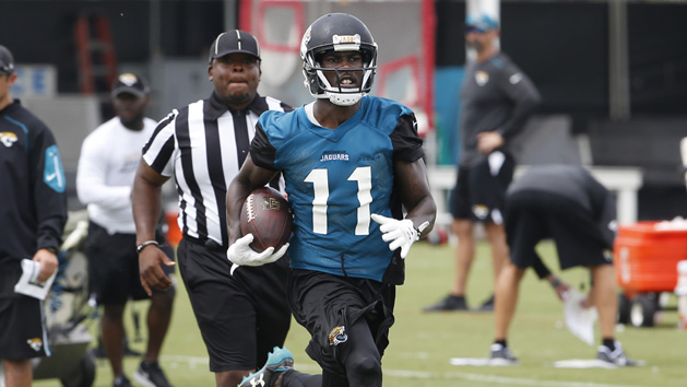 Jul 27, 2017; Jacksonville, FL, USA; Jacksonville Jaguars wide receiver Marqise Lee (11) runs during drills at the Jacksonville Jaguars training camp at EverBank Field. Photo Credit: Reinhold Matay-USA TODAY Sports