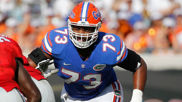 Oct 29, 2016; Jacksonville, FL, USA; Florida Gators offensive lineman Martez Ivey (73) blocks against the Georgia Bulldogs during the first quarter at EverBank Field. Photo Credit: Kim Klement-USA TODAY Sports