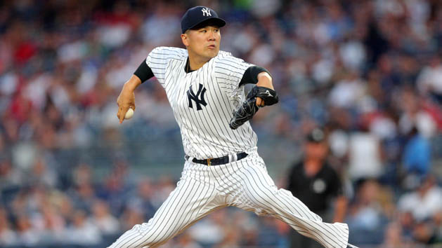 Jul 17, 2016; Bronx, NY, USA; New York Yankees starting pitcher Masahiro Tanaka (19) pitches against the Boston Red Sox during the first inning at Yankee Stadium. Photo Credit: Brad Penner-USA TODAY Sports
