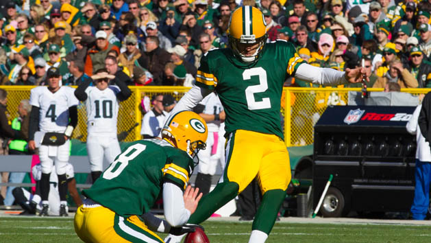 The Packers are sticking with kicker Mason Crosby after he missed two field goals Sunday against Detroit. (Jeff Hanisch-US PRESSWIRE)