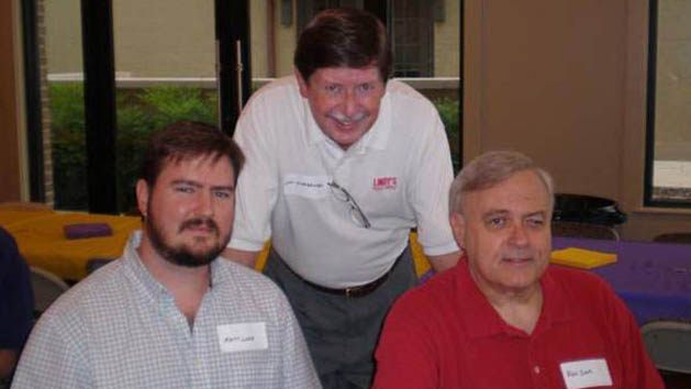 Lindy's staffers (L-R) Matt Lowe, Lyn Scarbrough and the late Ben Cook at an LSU media event ... several years ago.