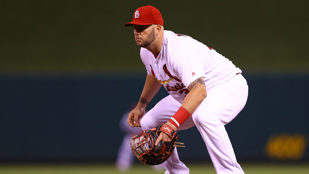 Jun 29, 2016; St. Louis, MO, USA; St. Louis Cardinals first baseman Matt Adams (32) in action against the Kansas City Royals at Busch Stadium. Mandatory Credit: Billy Hurst-USA TODAY Sports