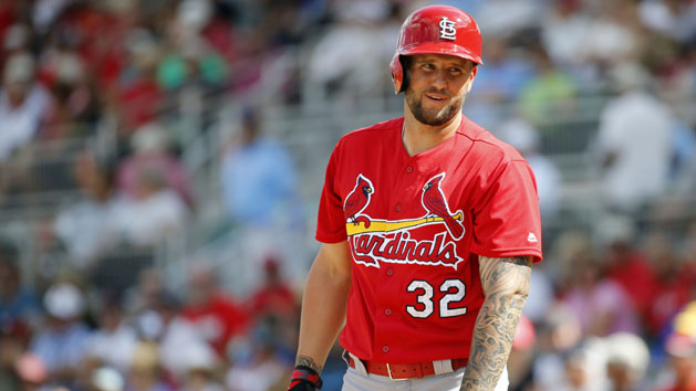 Feb 27, 2017; Fort Myers, FL, USA; St. Louis Cardinals first baseman Matt Adams (32) smiles as he comes up to bat during the fifth inning against the Boston Red Sox at JetBlue Park. Photo Credit: Kim Klement-USA TODAY Sports