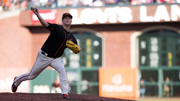 May 21, 2016; San Francisco, CA, USA; San Francisco Giants starting pitcher Matt Cain (18) pitches the ball against the Chicago Cubs during the sixth inning at AT&T Park. Mandatory Credit: Kelley L Cox-USA TODAY Sports