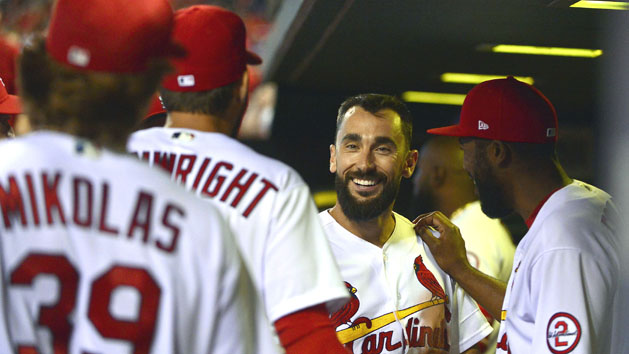 Oct 2, 2016; St. Louis, MO, USA; St. Louis Cardinals first baseman Matt Carpenter (13) hits a three run home run off of Pittsburgh Pirates relief pitcher Antonio Bastardo (not pictured) during the sixth inning at Busch Stadium. Photo Credit: Jeff Curry-USA TODAY Sports