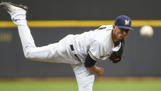Jul 5, 2017; Milwaukee, WI, USA; Milwaukee Brewers pitcher Matt Garza (22) throws a pitch in the first inning against the Baltimore Orioles at Miller Park. Photo Credit: Benny Sieu-USA TODAY Sports